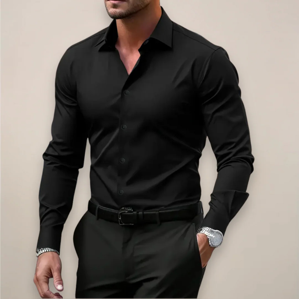 Men's Slim Fit Long Sleeve Dress Shirt