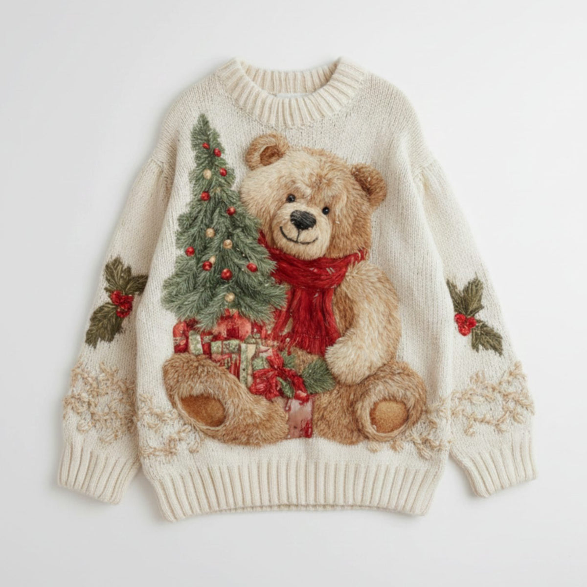 Elena Women's Festive Teddy Bear Knit Christmas Sweater