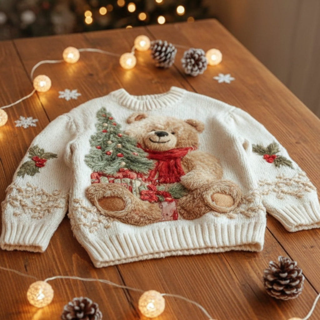 Elena Women's Festive Teddy Bear Knit Christmas Sweater