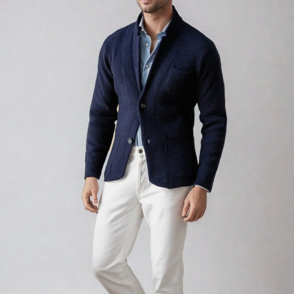 Men's Blazer-Inspired Slim-Fit Button-Front Knit Cardigan