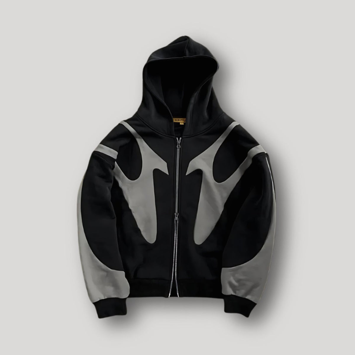 Men's Bold Contrast-Panel Full-Zip Graphic Hoodie - Black