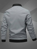 Men's Bomber Jacket Lightweight Full-Zip Polyester Baseball Collar - Space Gray