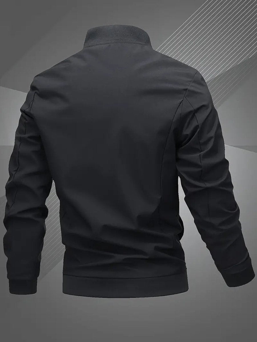 Men's Bomber Jacket Lightweight Full-Zip Polyester Baseball Collar