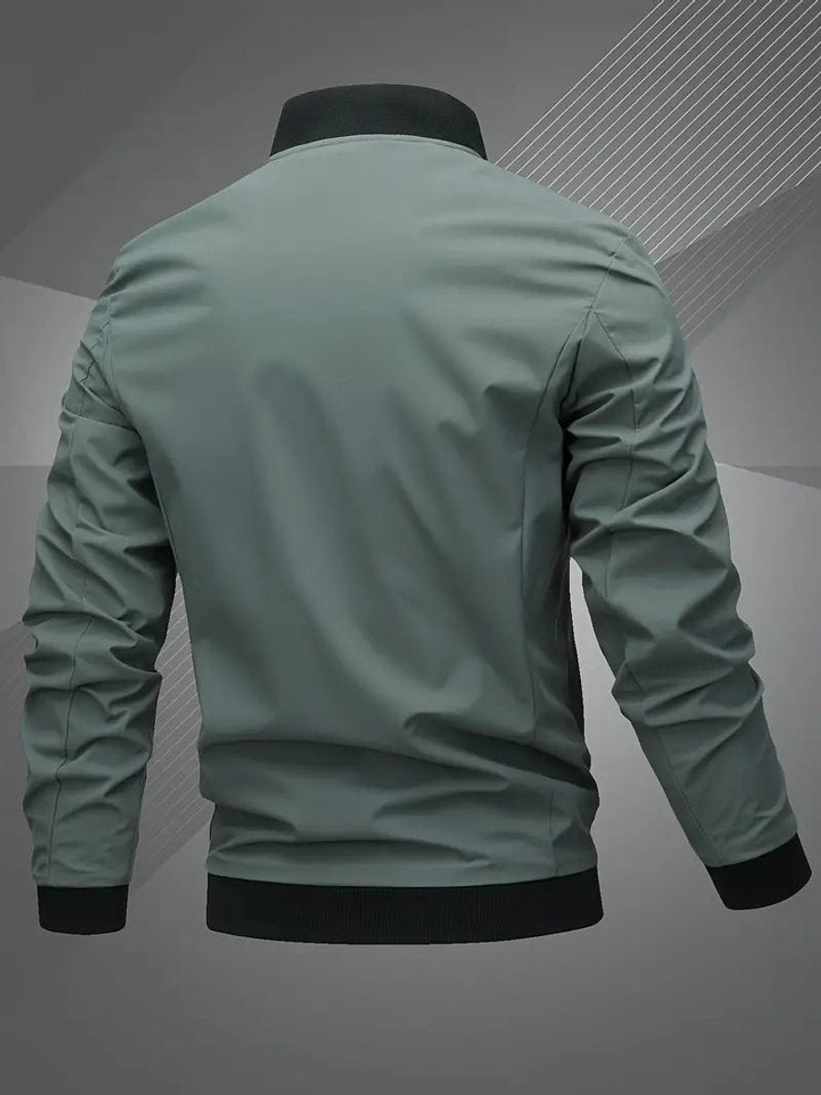 Men's Bomber Jacket Lightweight Full-Zip Polyester Baseball Collar