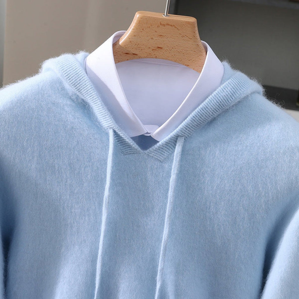 Men's Cashmere Hooded Pullover Mens Sweater Drawstring