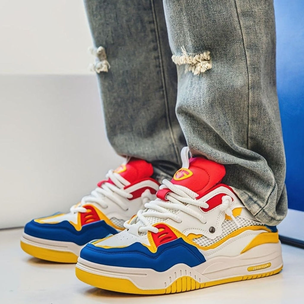 Men's Chunky Low-Top Lace-Up Casual Sneakers - Yellow