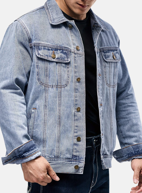 Men's Classic Button-Front Regular-Fit Denim Trucker Jacket