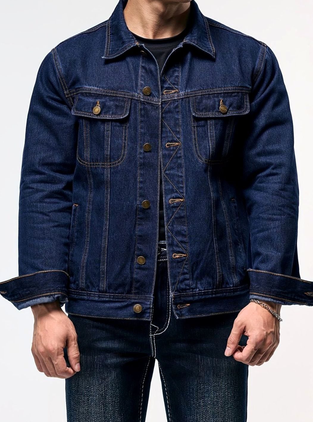 Men's Classic Button-Front Regular-Fit Denim Trucker Jacket