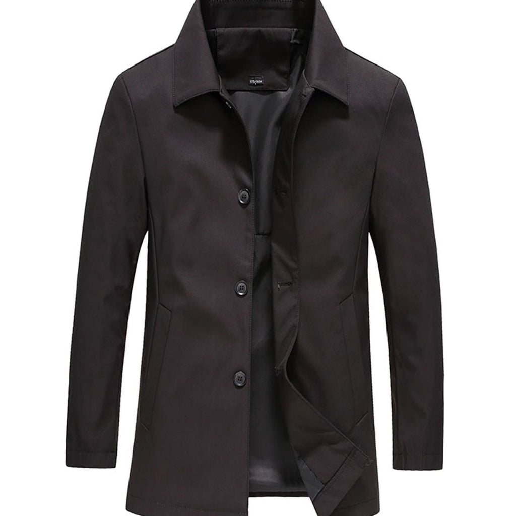 Men's Classic Button-Up Lightweight Jacket Tailored Fit - Black