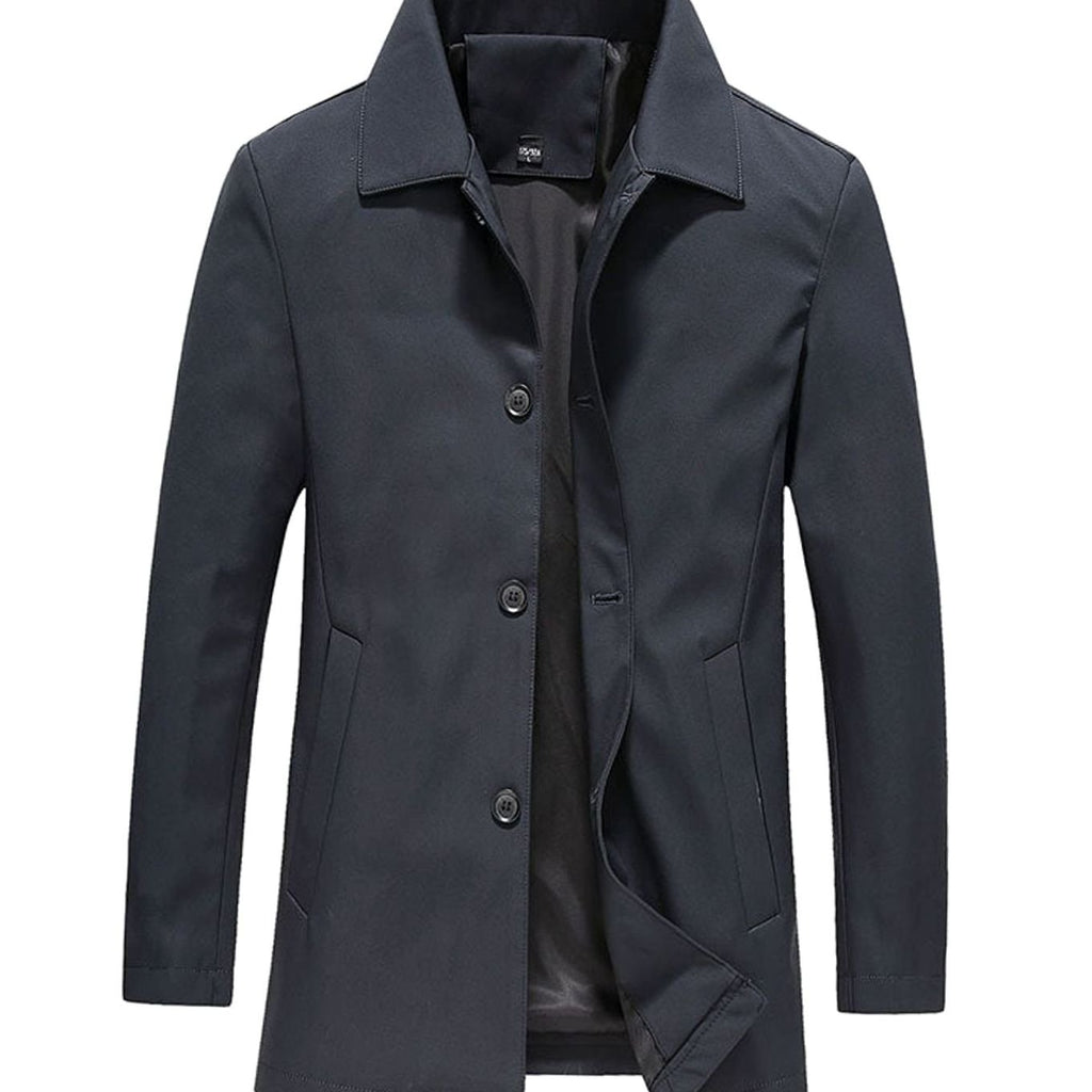 Men's Classic Button-Up Lightweight Jacket Tailored Fit - Navy Blue