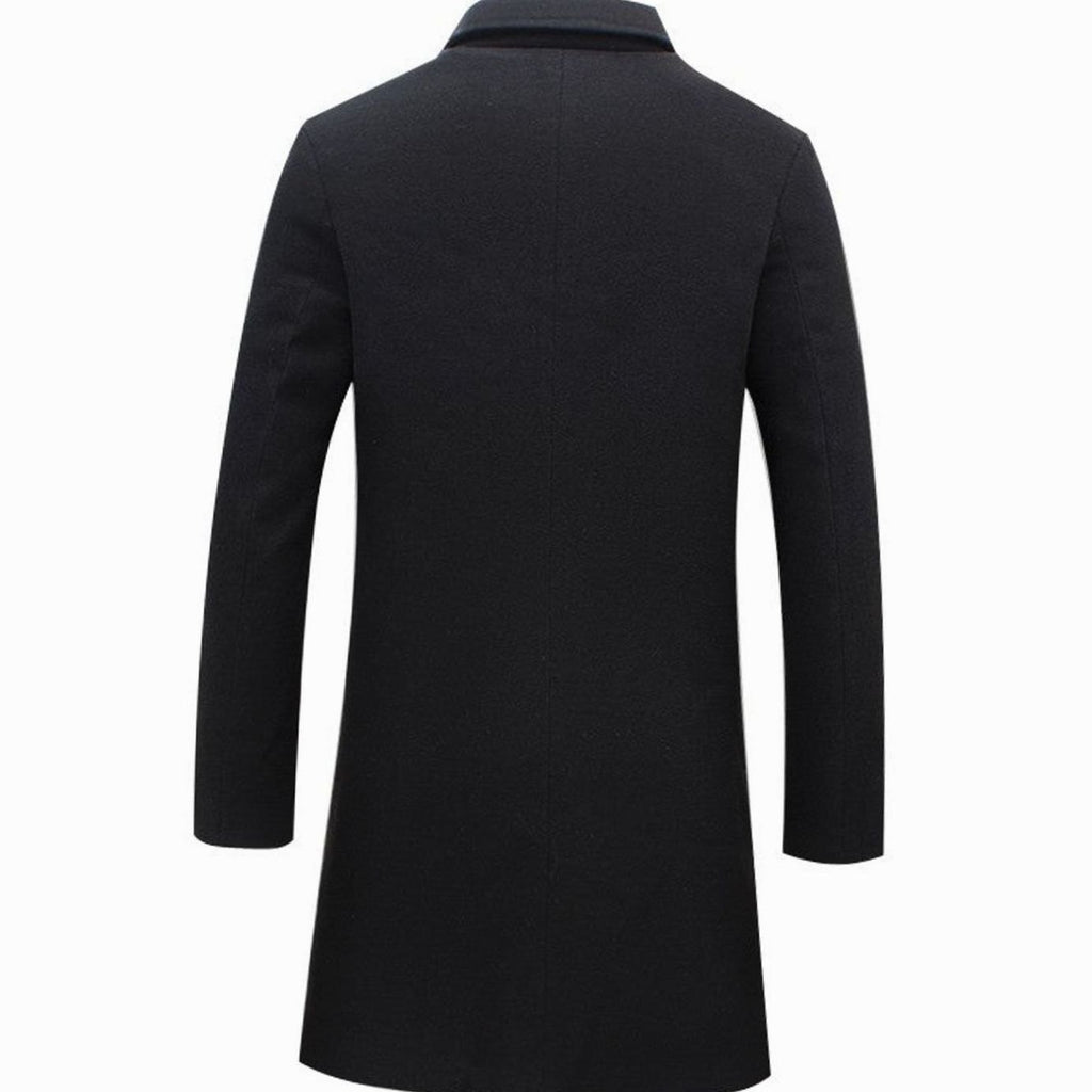 Men's Cold Weather Tailored Single-Breasted Wool-Blend Overcoat