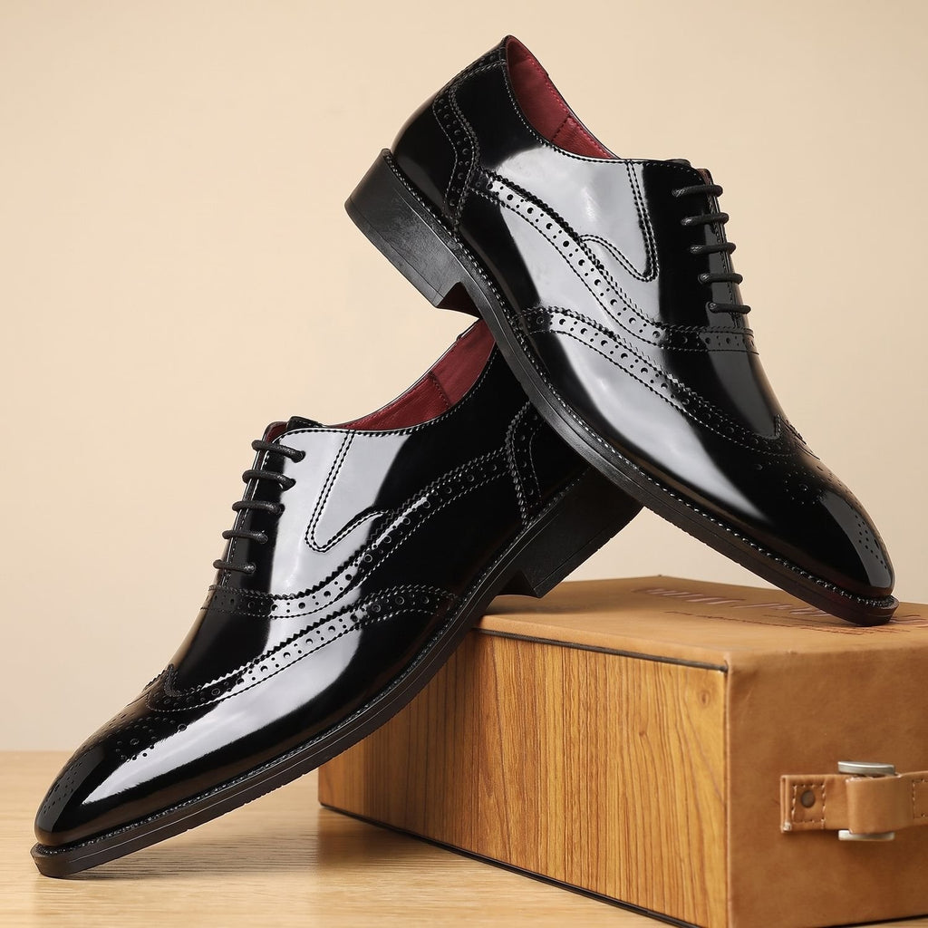 Men's Colorblock Wingtip Oxford Brogue Dress Shoes - Black