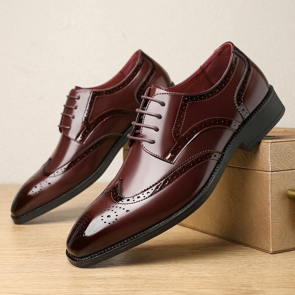 Men's Colorblock Wingtip Oxford Brogue Dress Shoes - Brown