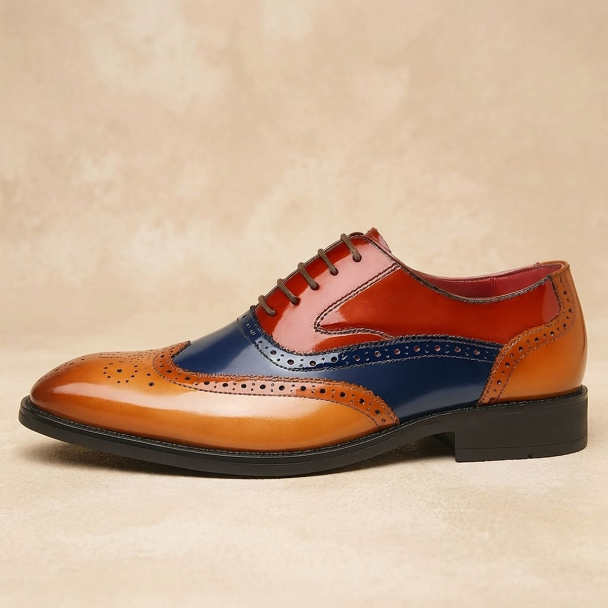 Men's Colorblock Wingtip Oxford Brogue Dress Shoes