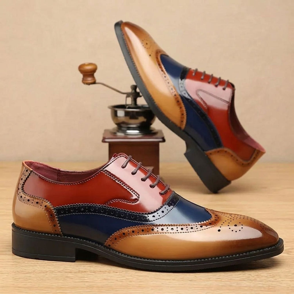 Men's Colorblock Wingtip Oxford Brogue Dress Shoes