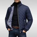Men's Diamond-Quilted Fleece-Lined Full-Zip Winter Jacket - Navy Blue