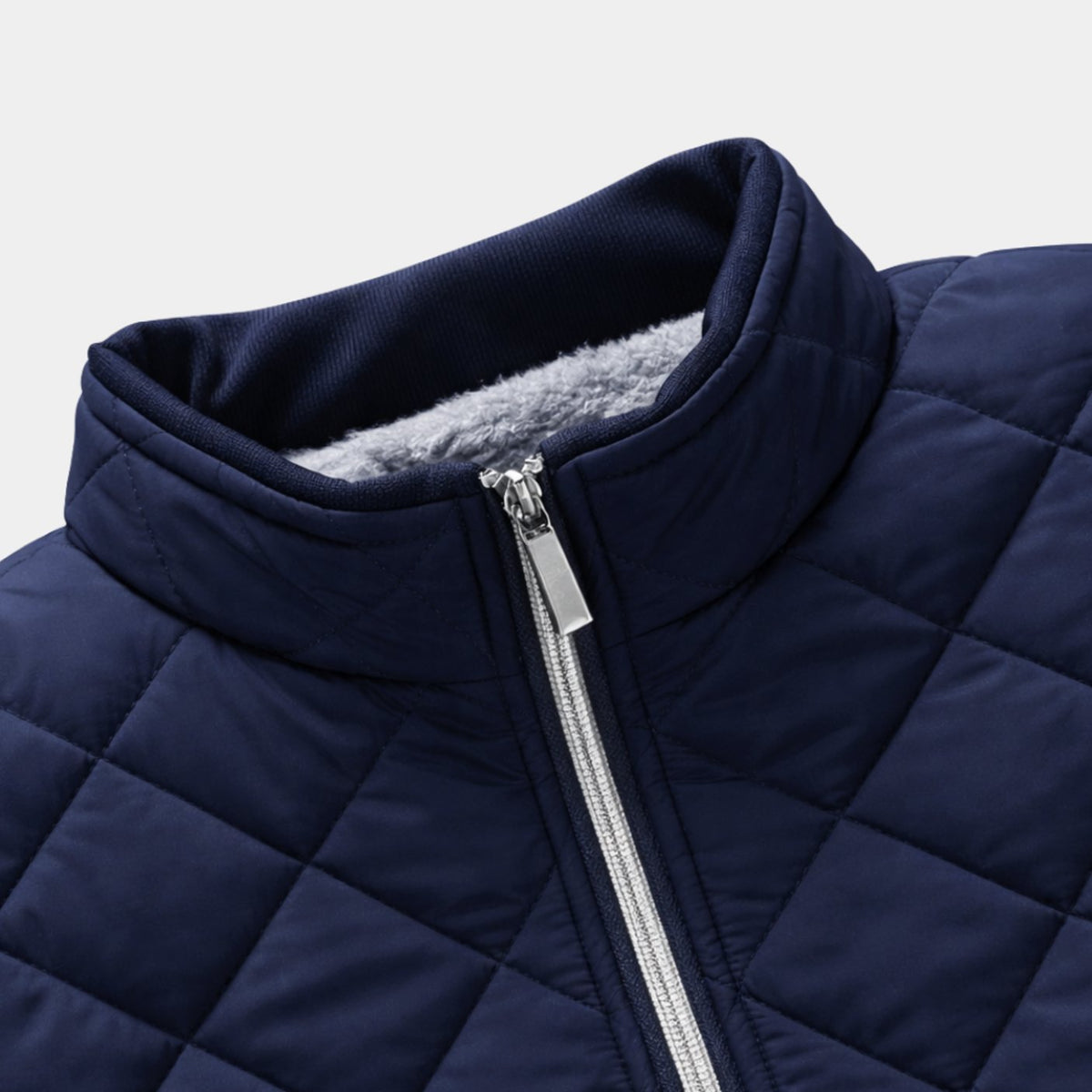 Men's Diamond-Quilted Fleece-Lined Full-Zip Winter Jacket