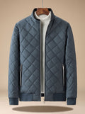 Men's Diamond-Quilted Zip-Up Insulated Bomber Jacket - Gray
