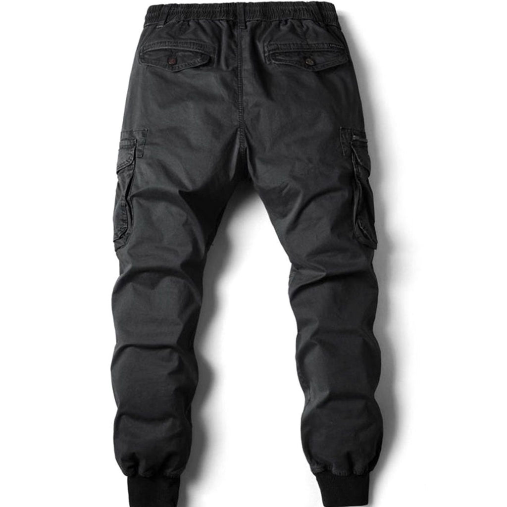 Men's Elastic Waist Cargo Jogger Pants Ribbed Cuff Tapered Fit
