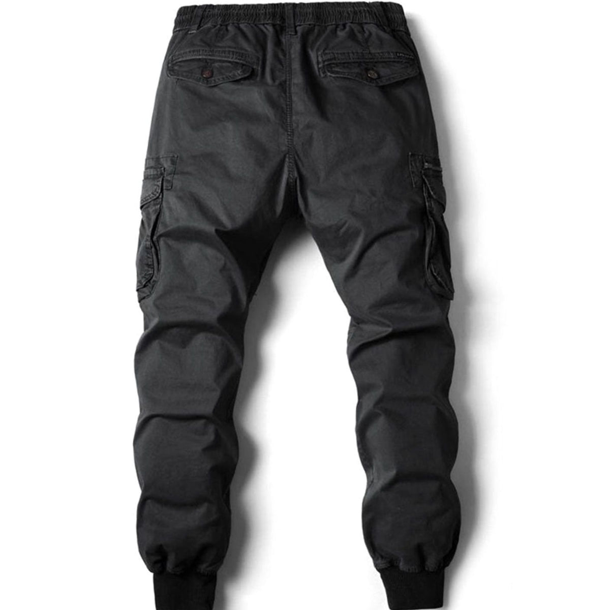 Men's Elastic Waist Cargo Jogger Pants Ribbed Cuff Tapered Fit