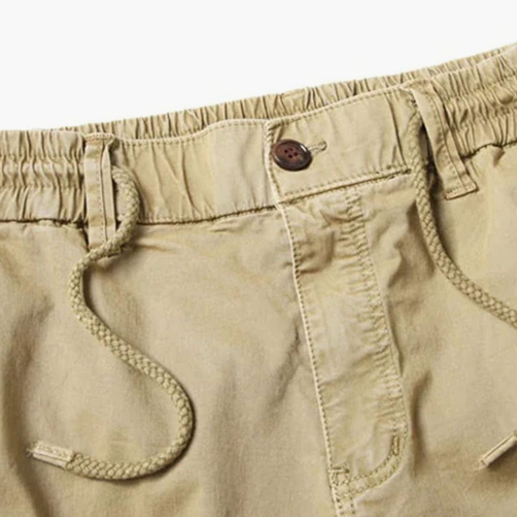 Men's Elastic Waist Cargo Jogger Pants Ribbed Cuff Tapered Fit
