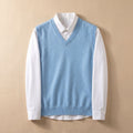 Men's Extrafine Merino Wool V-Neck Sweater Vest - Blue