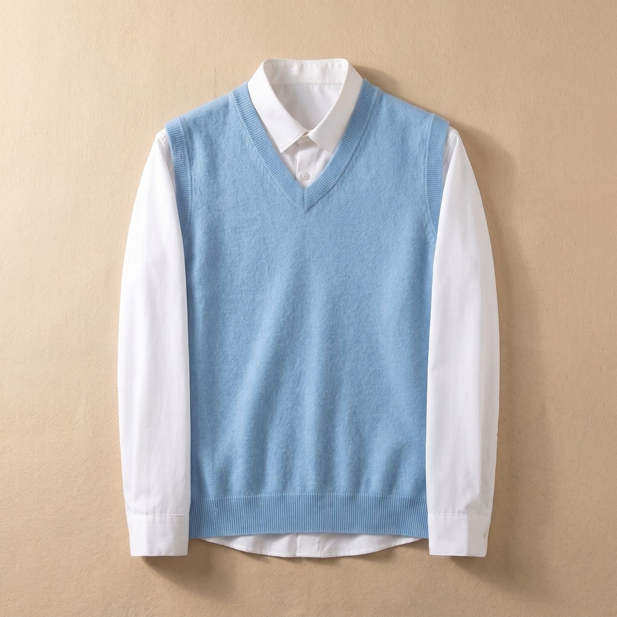 Men's Extrafine Merino Wool V-Neck Sweater Vest - Blue