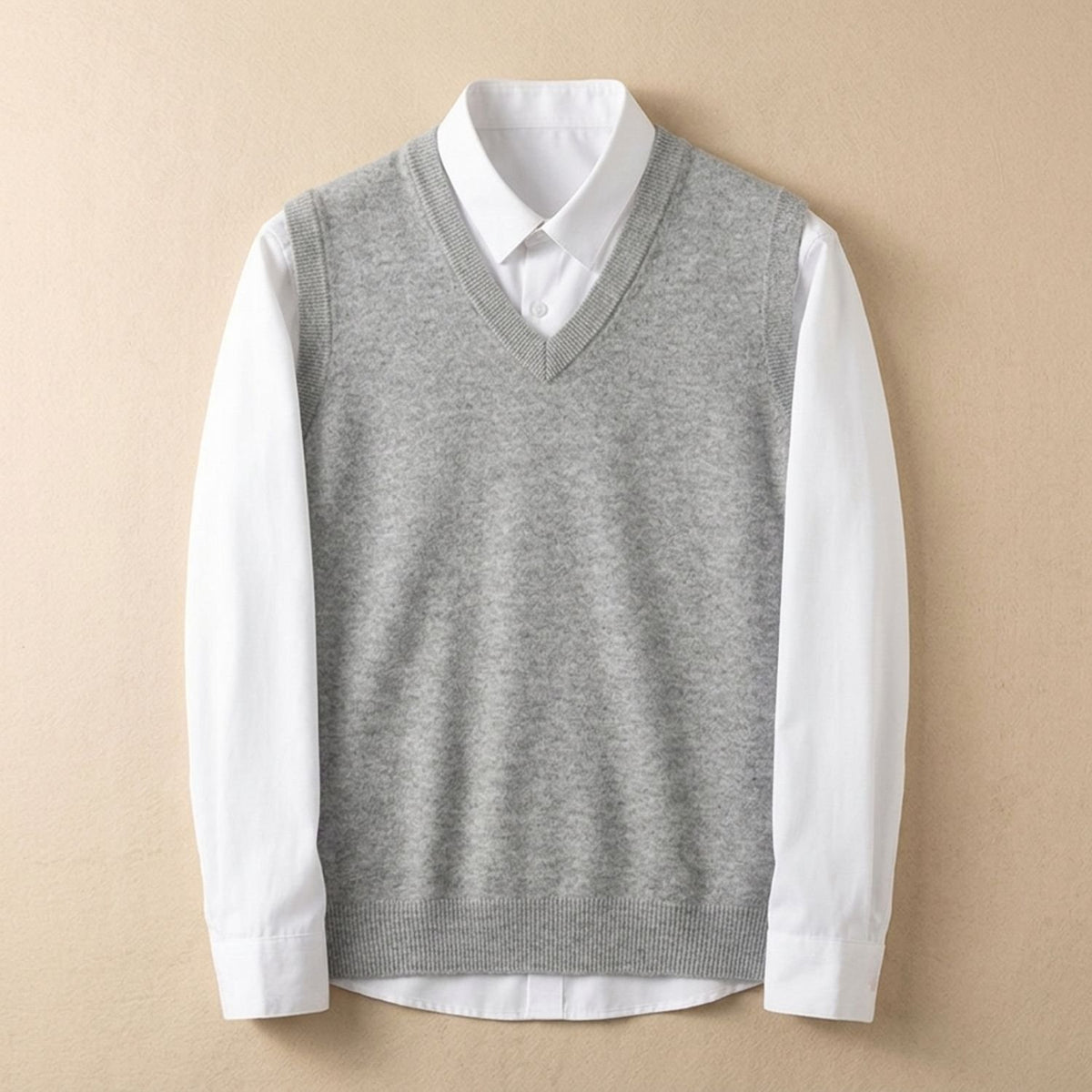 Men's Extrafine Merino Wool V-Neck Sweater Vest - Gray