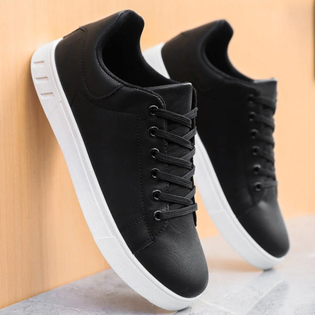 Men's Faux Leather Lace-Up Low-Top Casual Sneakers