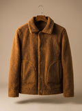 Men's Faux Shearling Button-Front Teddy Jacket - Camel