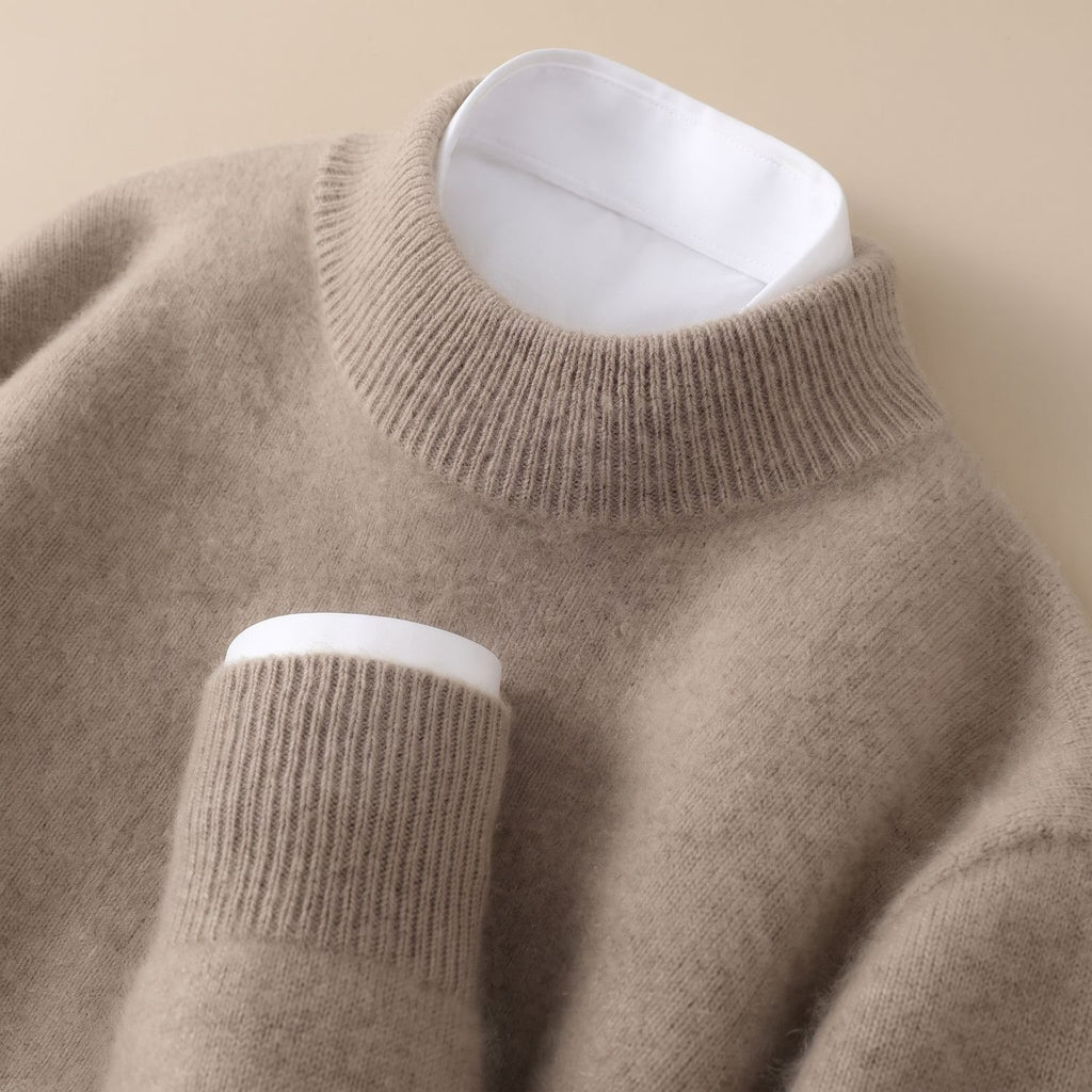 Men's Fine-Gauge Cashmere Crew-Neck Pullover Sweater - Camel