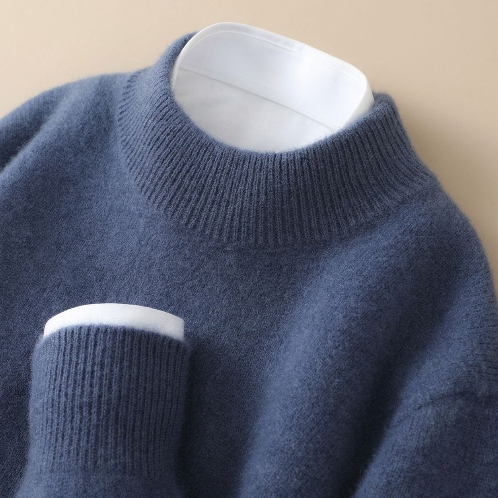 Men's Fine-Gauge Cashmere Crew-Neck Pullover Sweater - Blue