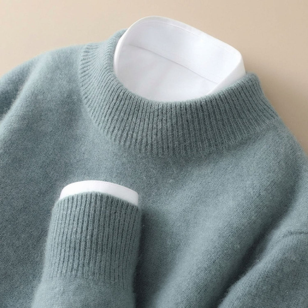 Men's Fine-Gauge Cashmere Crew-Neck Pullover Sweater - Green