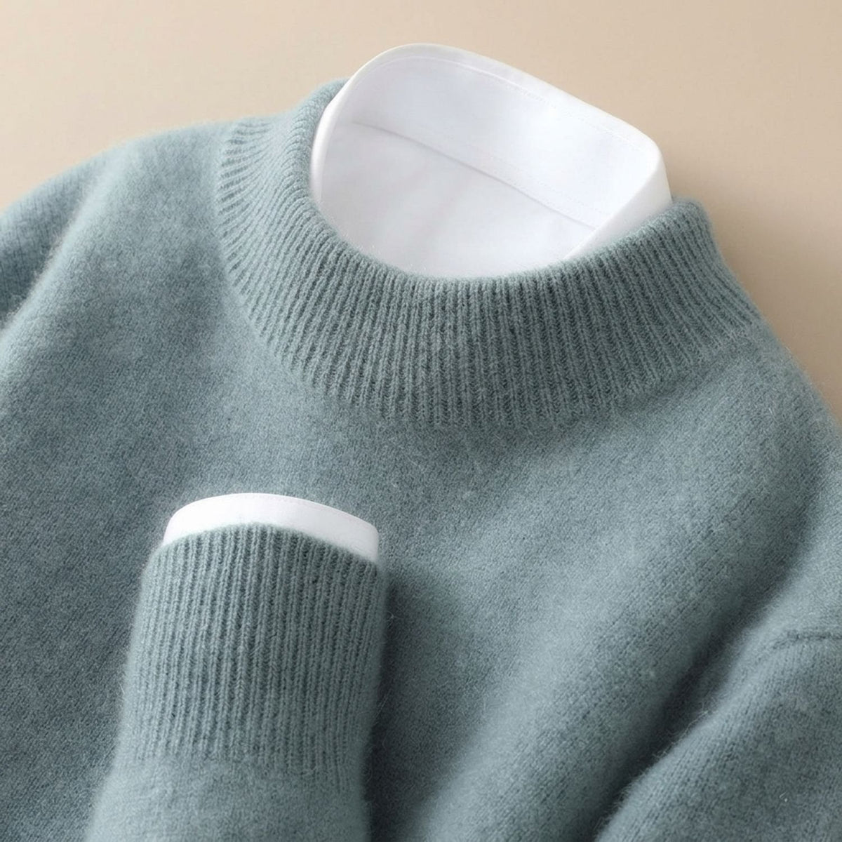 Men's Fine-Gauge Cashmere Crew-Neck Pullover Sweater - Green