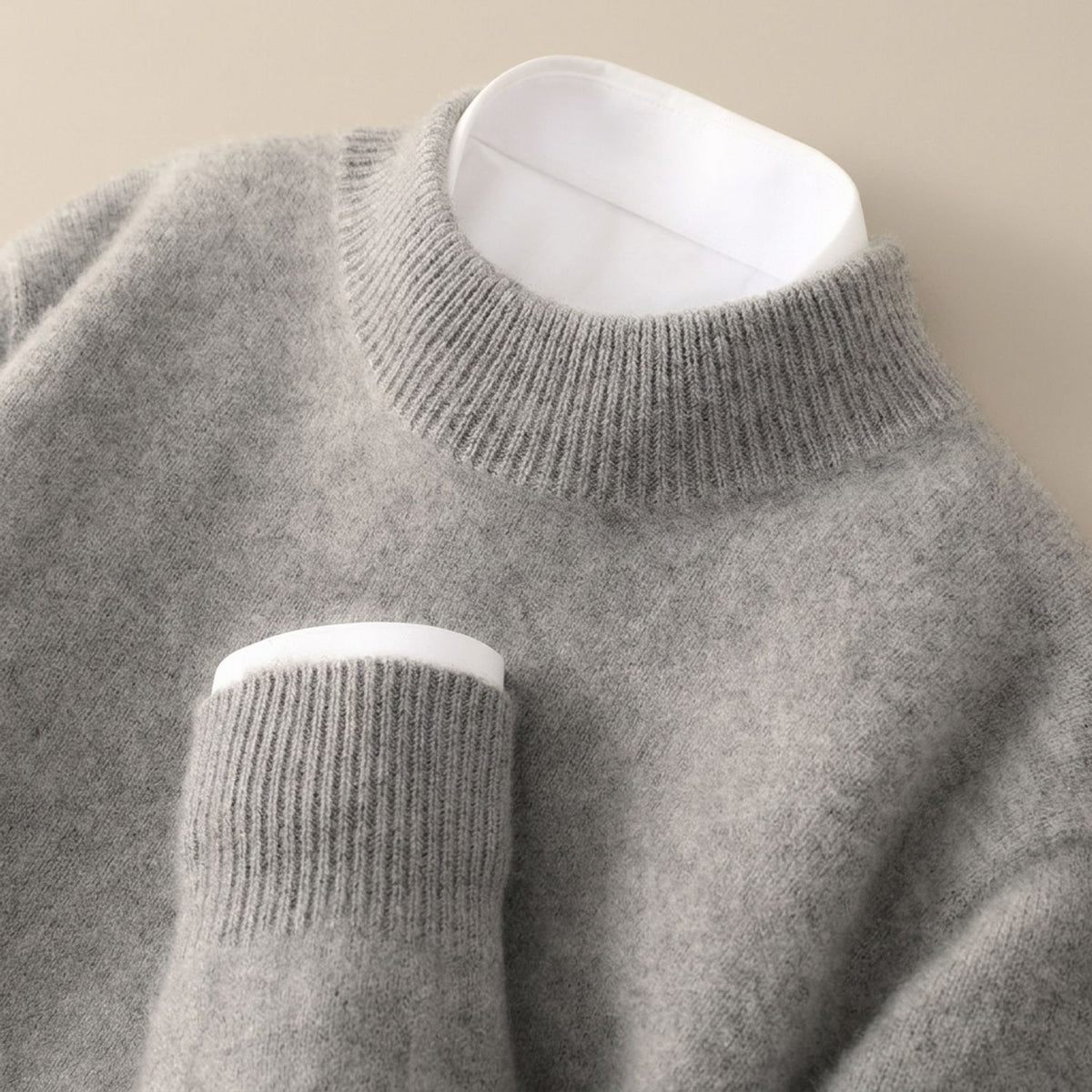 Men's Fine-Gauge Cashmere Crew-Neck Pullover Sweater - Gray