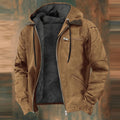 Men's Fleece-Lined Full-Zip Hooded Jacket - Brown