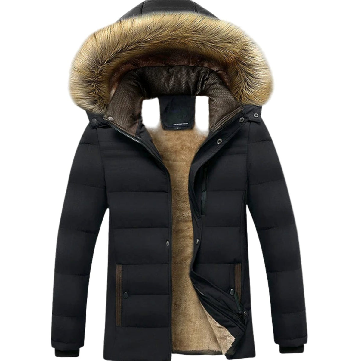 Men's Fleece-Lined Fur Hood Heavy-Duty Winter Jackets