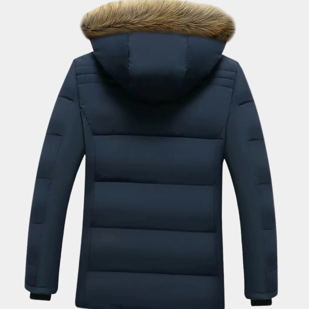 Men's Fleece-Lined Fur Hood Heavy-Duty Winter Jackets
