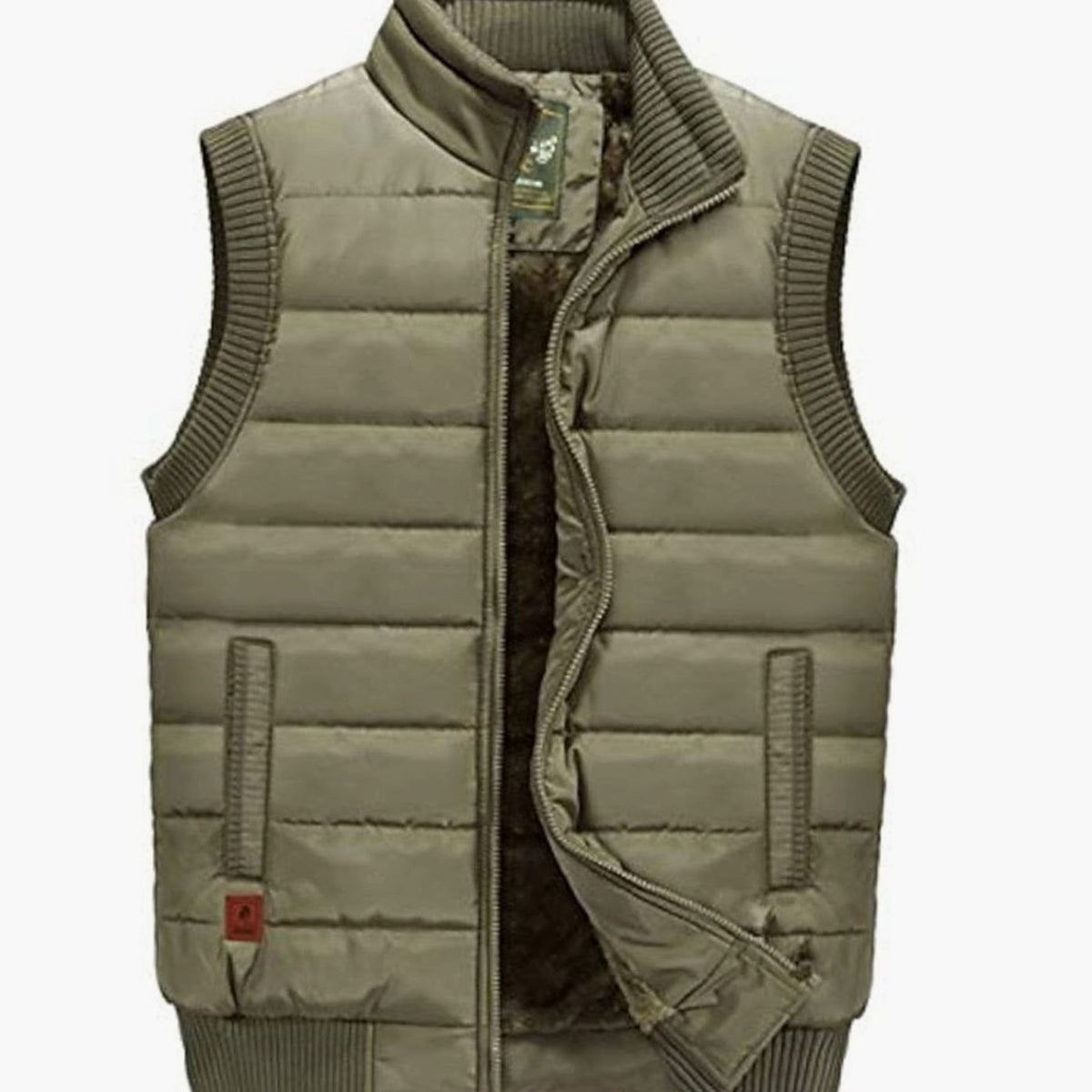 Men's Fleece-Lined Quilted Stand-Collar Sleeveless Vest