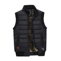 Men's Fleece-Lined Quilted Stand-Collar Sleeveless Vest - Black