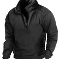 Men's Fleece Quarter-Zip Stand-Collar Pullover Sweater - Black