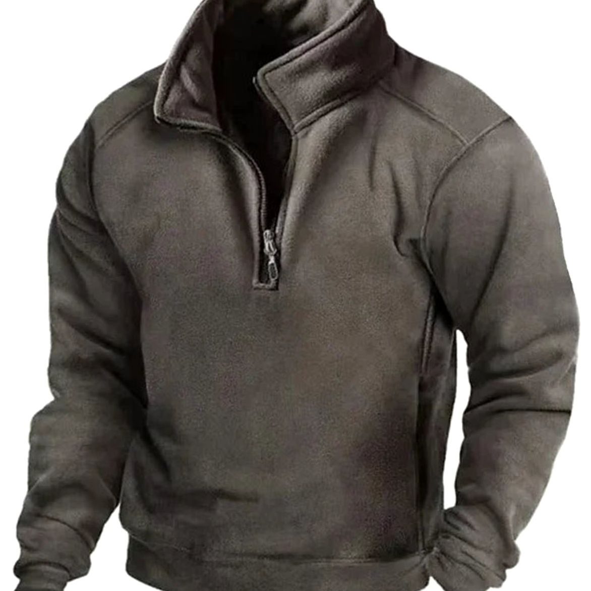 Men's Fleece Quarter-Zip Stand-Collar Pullover Sweater - Dark Gray