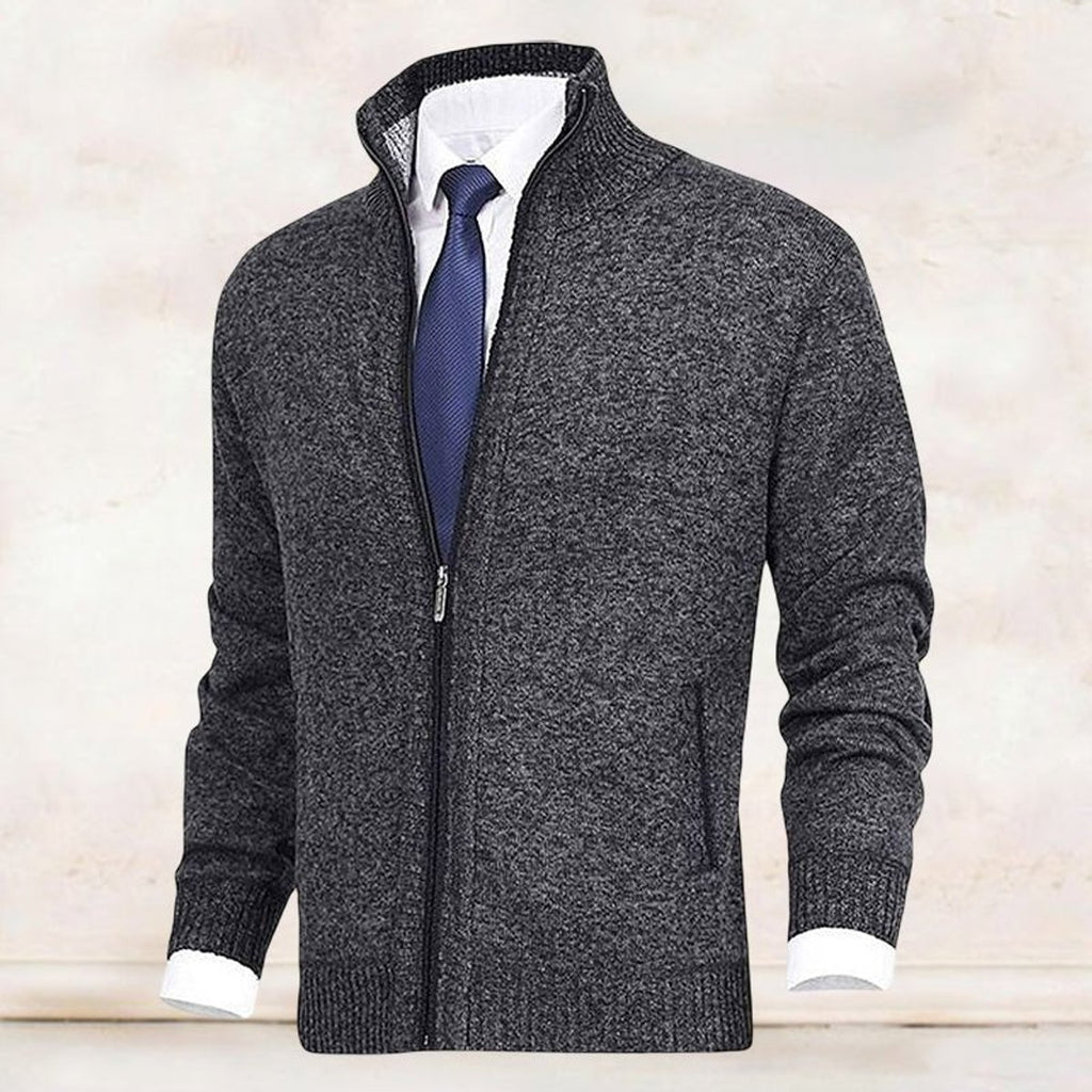 Men's Full-Zip Stand-Collar Knit Mens Cardigan Sweater
