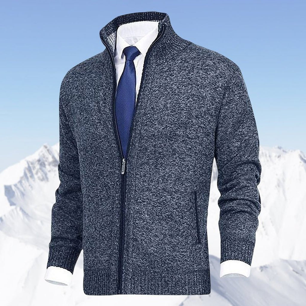 Men's Full-Zip Stand-Collar Knit Mens Cardigan Sweater - Blue
