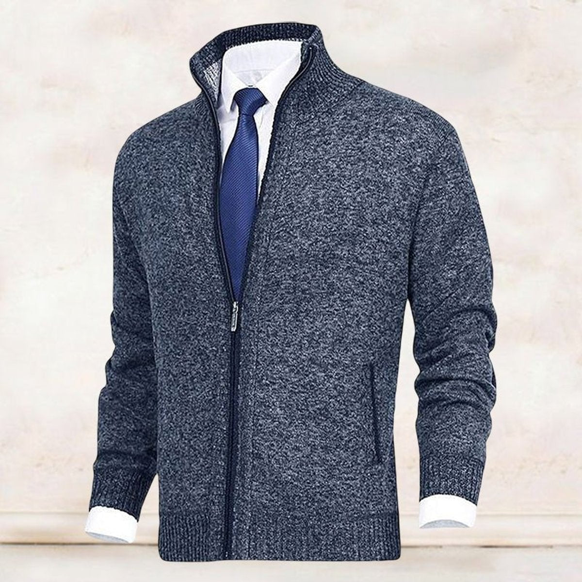 Men's Full-Zip Stand-Collar Knit Mens Cardigan Sweater