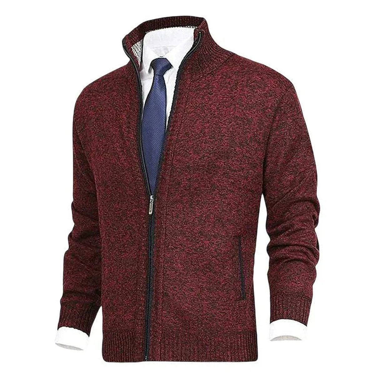 Men's Full-Zip Stand-Collar Knit Mens Cardigan Sweater