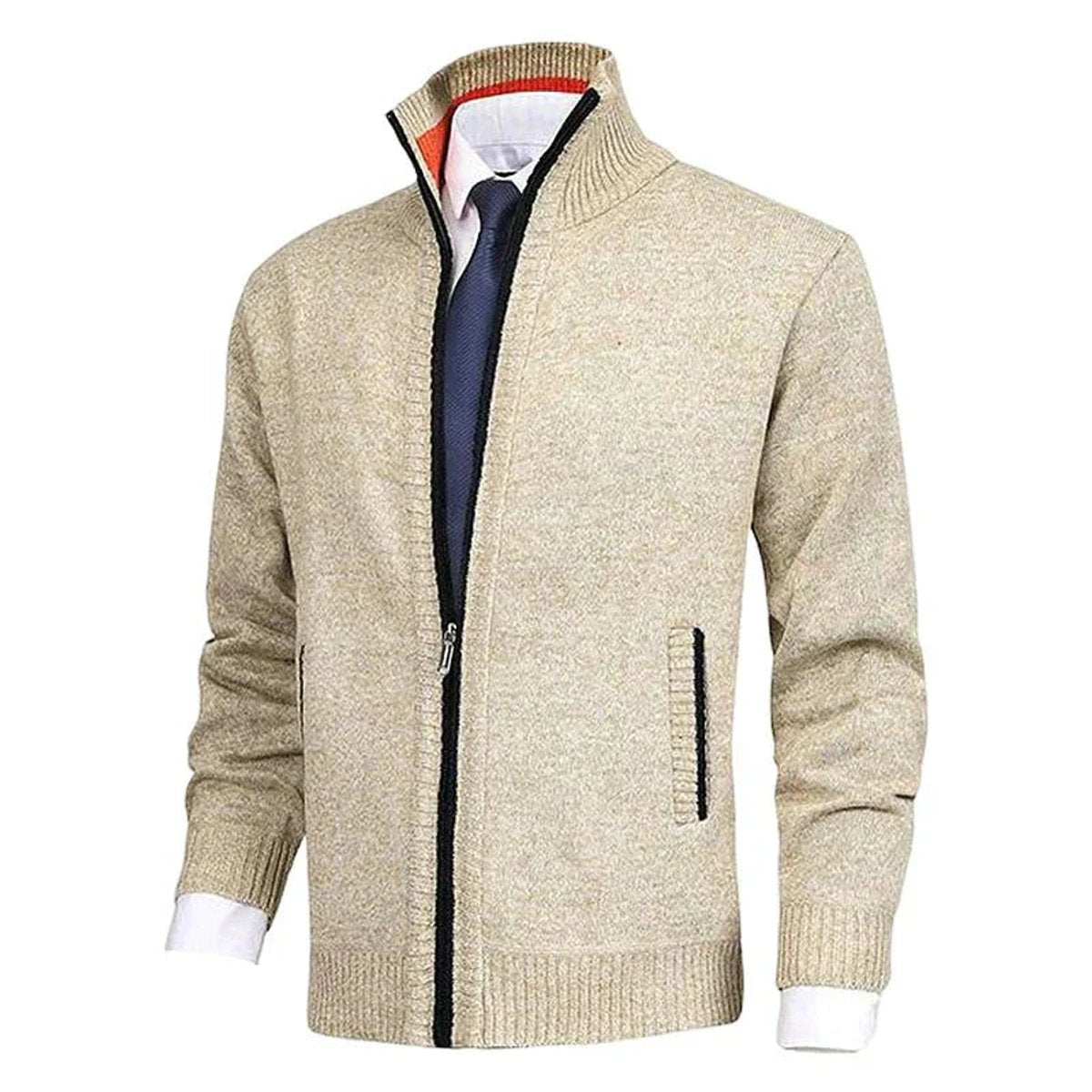 Men's Full-Zip Stand-Collar Knit Mens Cardigan Sweater