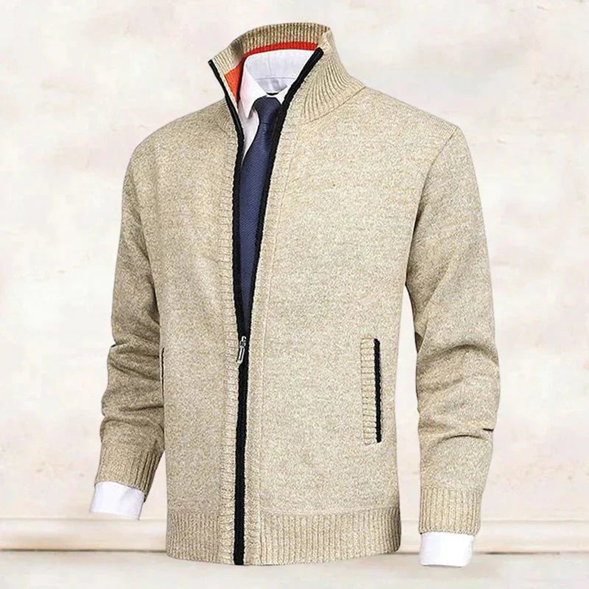 Men's Full-Zip Stand-Collar Knit Mens Cardigan Sweater