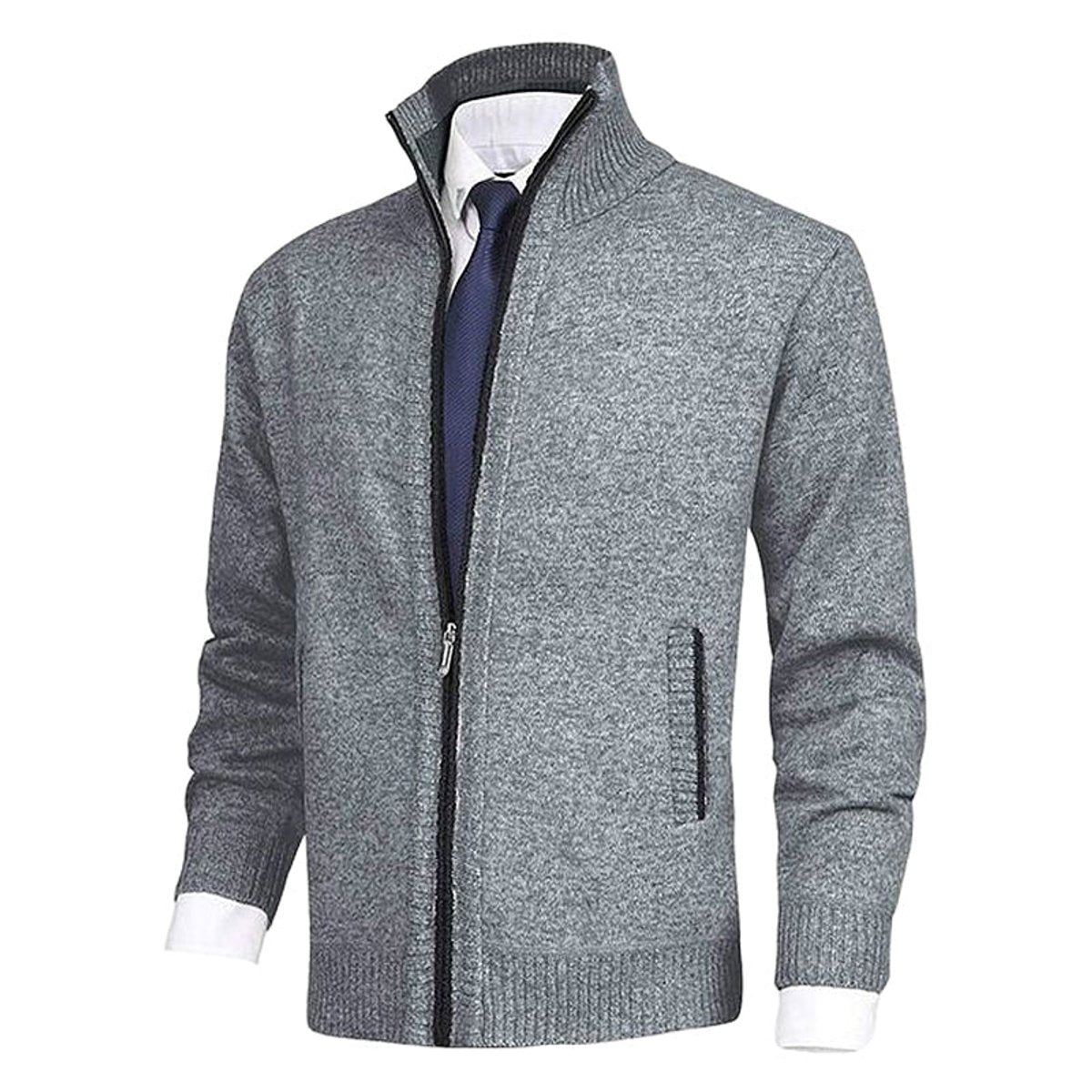 Men's Full-Zip Stand-Collar Knit Mens Cardigan Sweater