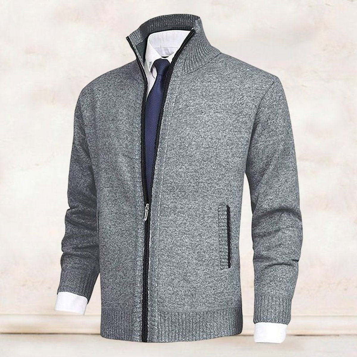 Men's Full-Zip Stand-Collar Knit Mens Cardigan Sweater